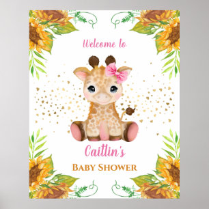 Waterverf Baby Giraffe Baby shower Poster