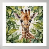 Waterverf Baby Giraffe Poster (Voorkant)