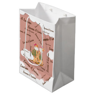 Waterverf Baby Giraffe Safari Twins Birthday Medium Cadeauzakje
