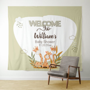 Waterverf Baby Giraffe, Welkom bij Baby shower Wandkleed