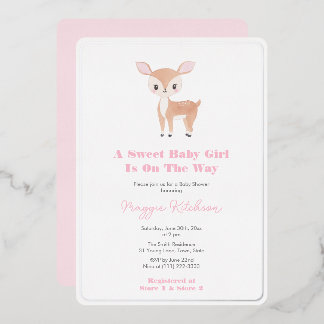 Waterverf Baby herten Baby shower voor meisje fees Folie Uitnodiging