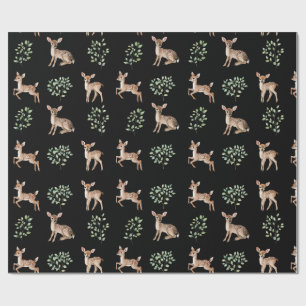 Waterverf Baby herten en bladeren patroon Cadeaupapier
