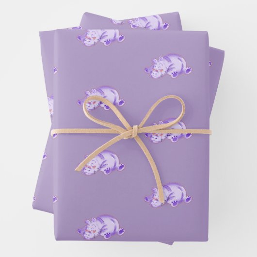 Waterverf Baby Hippo Inpakpapier Vel (In situ)