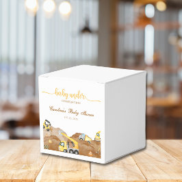 Waterverf baby in aanbouw baby shower bedankdoosjes