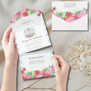 Waterverf Baby koala met maan alles in één All In One Uitnodiging