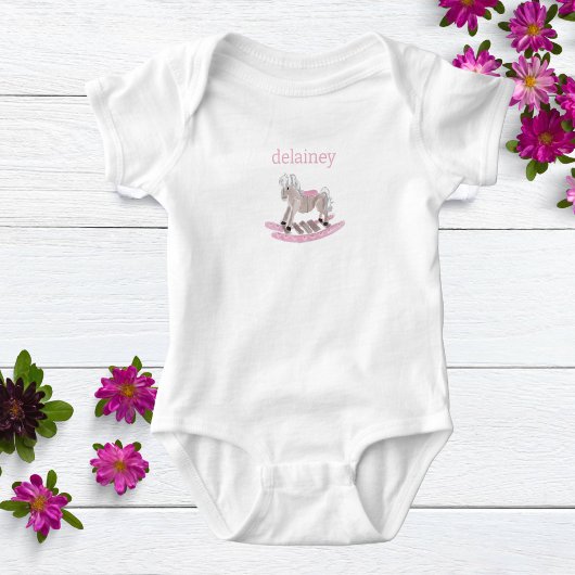 Waterverf Baby Meisje Gepersonaliseerd Rocking Hor Romper