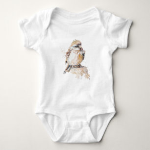 Waterverf Baby mus met ruches veren Romper