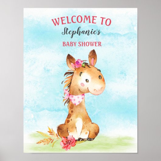 Waterverf Baby shower Boerderij Poster (Voorkant)