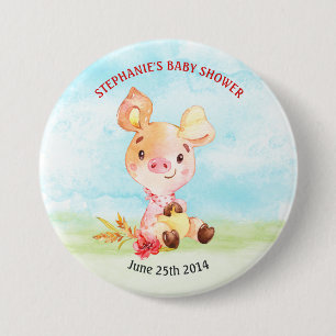 Waterverf Baby shower Boerderij Ronde Button 7,6 Cm