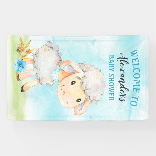 Waterverf Baby shower Boerderij Spandoek (Horizontaal)