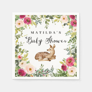 Waterverf baby shower florale herten servet