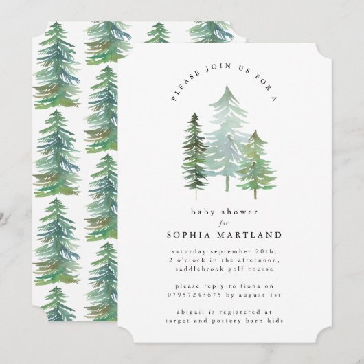 Waterverf baby shower kaart (Voorkant / Achterkant)