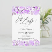 Waterverf baby shower lavender kaart (Staand voorkant)