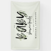 Waterverf baby shower olijfbladeren spandoek (Verticaal)