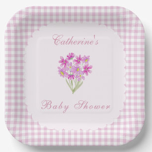 Waterverf Baby Shower Roze Bloemen Papieren Borden Bordje