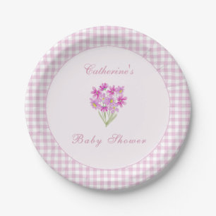 Waterverf Baby Shower Roze Bloemen Papieren Borden Bordje