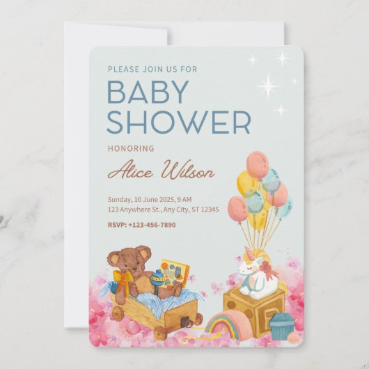 Waterverf Baby shower Uitnodiging (Voorkant)