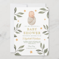 Waterverf Baby Stars groen Baby shower
