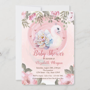 Waterverf Baby Swan Floral Baby shower Kaart