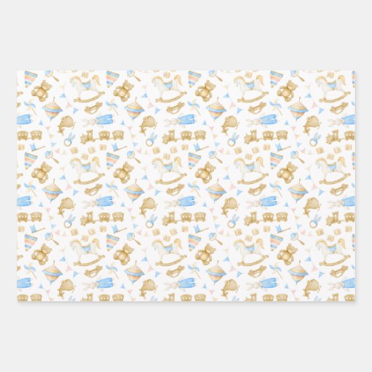 Waterverf Baby Toys Train Bunny Rabbit Baby Inpakpapier Vel (Voorkant)