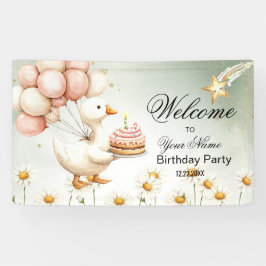 Waterverf Baby White Goose verjaardagsfeestje Spandoek