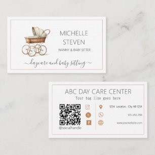 Waterverf Baby wieg Baby zittend Visitekaartje