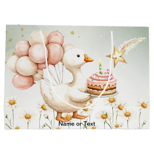 Waterverf Baby Witte Gans Verjaardagsfeest Schatti Groot Cadeauzakje (Achterkant)