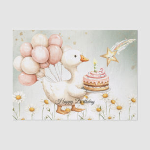 Waterverf Baby Witte Gans Verjaardagsfeest Schatti Tissuepapier