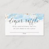 Waterverf babyblauwe goudjongen diaper raffinage informatiekaartje (Voorkant)