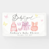 Waterverf babykleding | Het is een meisje Baby sho Spandoek (Horizontaal)
