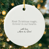 Waterverf baby's eerste kerstnaam rood rustiek keramisch ornament