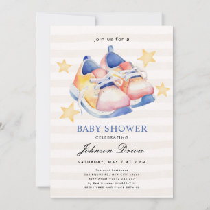 Waterverf Babyschoenen Thema Neutrale Baby Showe Kaart