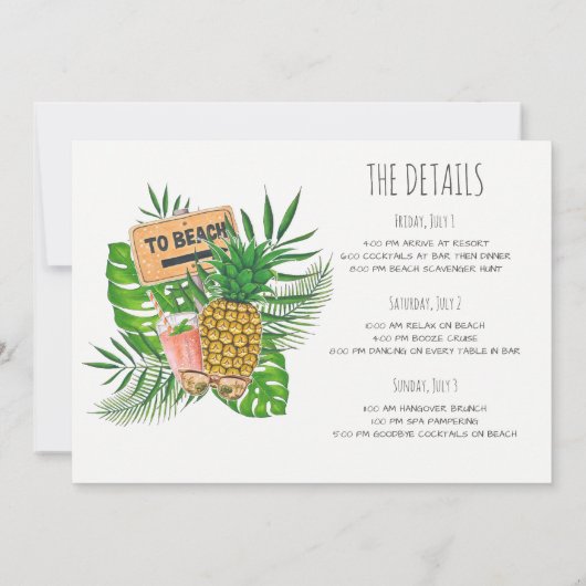 Waterverf Bachelorette Beach Party - Uitnodiging (Achterkant)