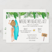 Waterverf Bachelorette Beach Party - Uitnodiging (Voorkant / Achterkant)