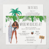 Waterverf Bachelorette Surf Beach Party Kaart (Voorkant / Achterkant)