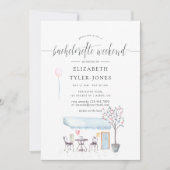 Waterverf Bachelorette Weekend Agenda Parijs Cafe Kaart (Voorkant)