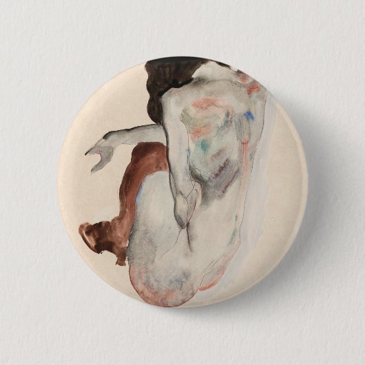 Waterverf back Uitzicht (1912) Egon Schiele Ronde Button 5,7 Cm (Voorkant)