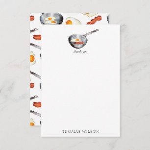 Waterverf Bacon & Eggs Ontbijt Eten Custom Name Bedankkaart