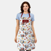 Waterverf Bacon & Eggs Ontbijt Eten Custom Name Schort (Gedragen)
