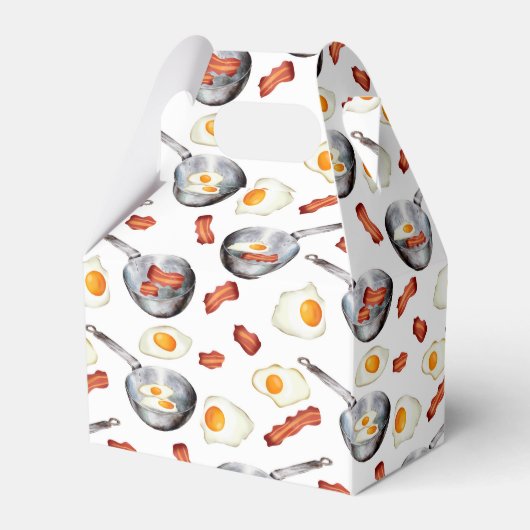 Waterverf Bacon & Eggs Ontbijt Voedingspatroon Bedankdoosjes (Achterkant)