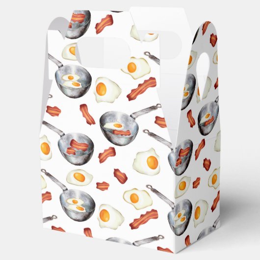Waterverf Bacon & Eggs Ontbijt Voedingspatroon Bedankdoosjes (Geopend)
