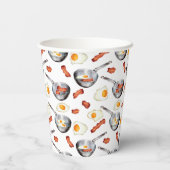 Waterverf Bacon & Eggs Ontbijt Voedingspatroon Papieren Bekers (Achterkant)