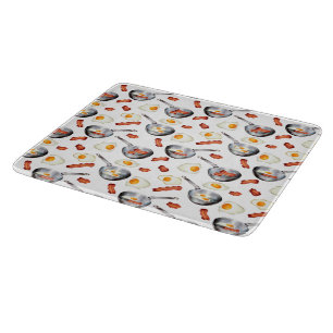 Waterverf Bacon & Eggs Ontbijt Voedingspatroon Snijplank