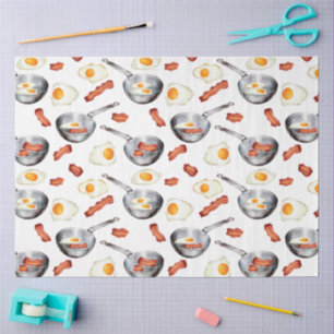 Waterverf Bacon & Eggs Ontbijt Voedingspatroon Tissuepapier