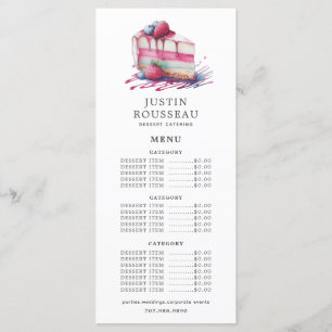 Waterverf Baker Bakery Pastry Chef Dessert Menu