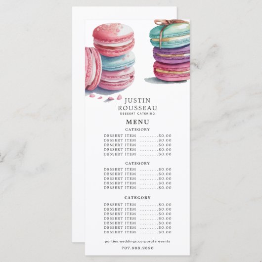 Waterverf Baker Bakery Pastry Chef Menu (Voorkant / Achterkant)