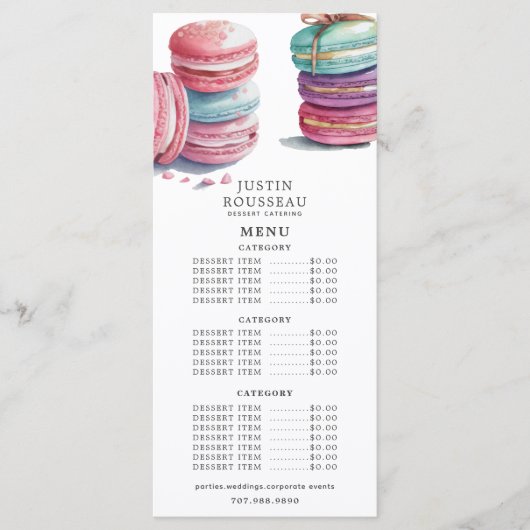 Waterverf Baker Bakery Pastry Chef Menu (Voorkant)