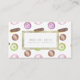 Waterverf Baker Donut Cake Decorateur Visitekaartje