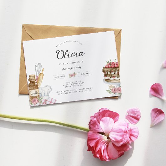 Waterverf Baking Birthday Party Invitation Kaart