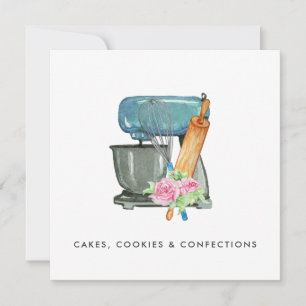 Waterverf Bakkerij Logo   Floral Digital Download Kaart